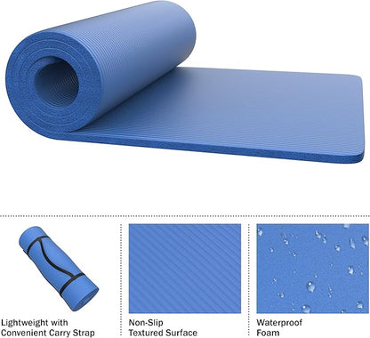 Foam Sleeping Pad for Camping - 0.75-Inch-Thick Waterproof Sleep Pad with Carry Straps for Cots, Tents, or Sleepovers by Wakeman Outdoors (Blue)