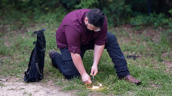 SharpSurvival Spark Fire Starter Kit - Magnesium Ferro Rod Fire Starter Kit with Compass and Whistle - Emergency Fire Starter Survival Multitool for Camping, Hiking, Hunting and more
