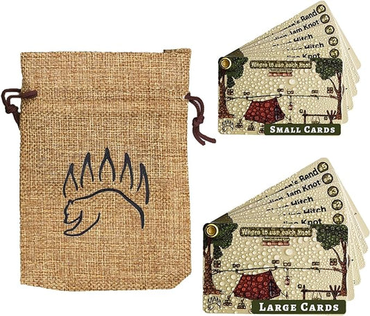 Knot Tying Kit | Camping & Outdoor Knots Edition - by The Bear Essentials Outdoors with Waterproof Knot Cards | for Survival, Camping, Backpacking, Hiking & Scouts