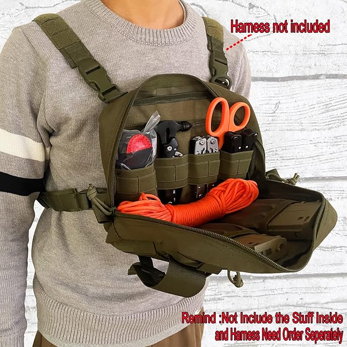 Tactical Molle Admin Pouch of Laser Cut Design,Medical EMT Organizer with Phone Pouch,EDC EMT Pack IFAK Tool Holder with US Patch (Large Black-Without Accessories)