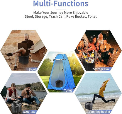 Portable Toilet for Camping, Portable Potty for Adults, Porta Potty Travel Toilet Commode Bucket Toilet for Camping, Car, Travel, Outdoor, Hiking, Backpack, Trips, Tent, Boat, Beach, Traffic Jam, Home