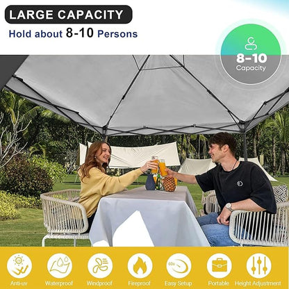 KAMPKEEPER 10x10 Pop Up Canopy Tent with 2 Sidewalls - Waterproof Outdoor Shelter for Sun Shade, Camping, Beach, Patio and Backyard Events, Black
