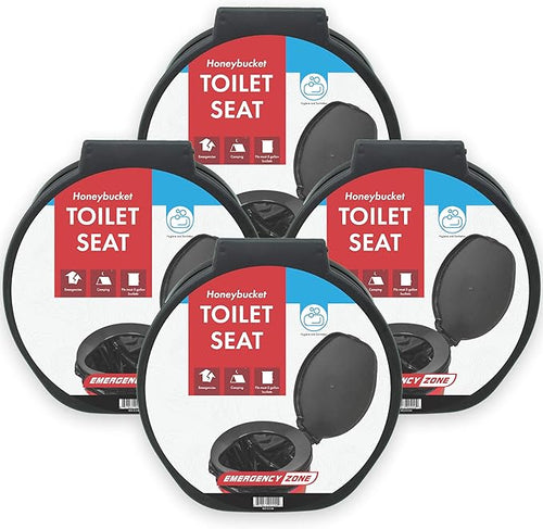 [4 Pack] Emergency Zone Honey Bucket Style Toilet Seat for 5 Gallon Bucket | Portable Toilet for Camping, Hiking, Boating, or Emergencies for When Nature Calls