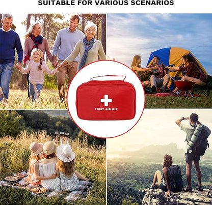 AOUTACC 6pcs First Aid Bag Empty, Waterproof Durable First Aid Kit Bag Empty with Zippered,First Responder Storage Medicine Emergency Bag for Home Office Kitchen Outdoor Travel Camping Activities-Red