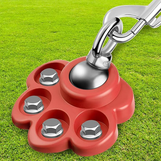 360° Swivel Dog Tie Out Cable and Stake Stainless Steel Heavy Dog Stake 1200 Lbs of Pull Force, Rust Proof No Tangle Holds for Yard Outdoor Camping, Contains Screws (Red)