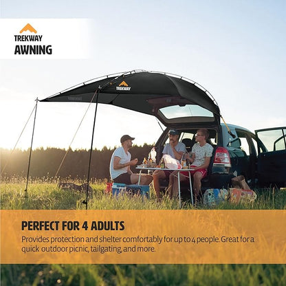 Trekway Waterproof Portable Vehicle Awning| Pop up Canopy | Sun Shade with Outdoor Privacy Wall| Great for Camping| Beach| Picnics| Etc.| Fit Great on Car| SUV| Jeep| Etc.