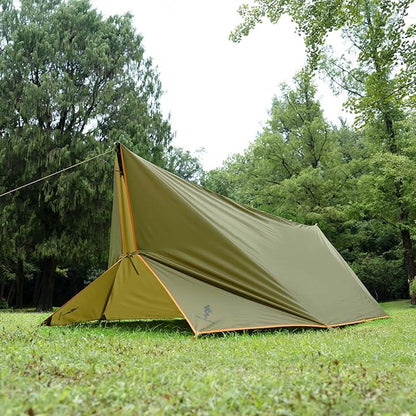 FREE SOLDIER Camping Tarp Waterproof Portable Multifunctional Outdoor Camping Traveling Awning Backpacking Shelter Rain Tarp (Brown 13×13ft)