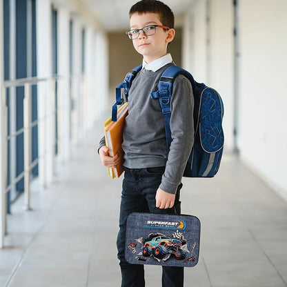 Clastyle 3D Insulated Kids Lunch Bag Large Thermal Cooler Bag for Boy Picnic School Lunch Box Tote,Monster Truck