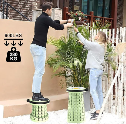 ALEVMOOM Upgraded Telescoping Collapsible Stool with Cushion, Folding Stool with Printing Portable Retractable Foldable Seat Max Load 600lbs for Adults Camping Fishing Outdoor
