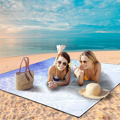 Beach Blanket Waterproof Sandproof Extra Large Beach Mat 79" X 83"/120"x108"for 1-8 Adults Quick Drying Durable Outdoor Picnic Mat for Beach Travel Camping Hiking