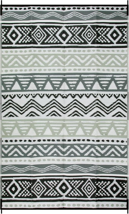 Lahome Outdoor Rug Waterproof, 5x8ft Reversible Outdoor Plastic Straw Rug for Camping, RV Patio Rugs Outside Carpet for Porch Deck Backyard Balcony Picnic(Grey/Black,5'x 8')