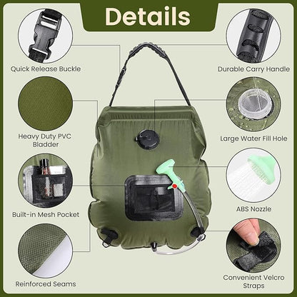 Solar Shower Tent Kit, Pop Up Privacy Tent Camping Shower Tent Kit Instant Pop Up Privacy, 5 Gallon Solar Shower Bag, Sun Canopy Beach Outdoor Camp Privacy Tent