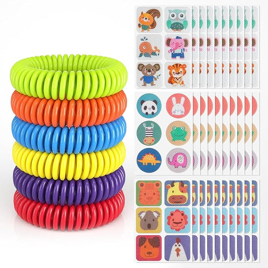360 Pack Mosquito Repellent Stickers for Kids, with 6 Pack Mosquito Repellent Bracelets, Natural DEET-Free, Plant Ingredients Patches for Kids
