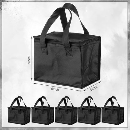 Lallisa 24 Pack Insulated Lunch Bags Bulk Reusable Leakproof Waterproof Thermal Cooler Bags Insulated Beverage Box for Office Picnic Snack Women Men(Black)