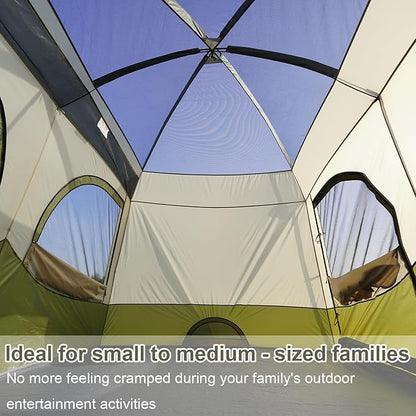 Vidalido Tents，6-8 Person Camping Tent with Extended Vestibule，2 Room Weather Resistant Family Tents，Easy Install Waterproof Outdoor Tent for Backpacking and Camping Hiking