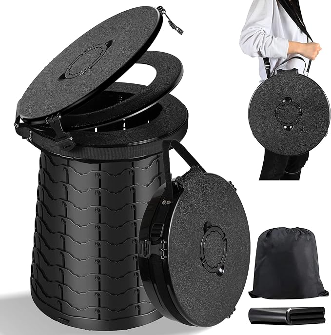 Angol Shiold Portable Toilet Folding Camping Toilet, Portable Potty for Adults, Telescoping Portable Seat for Camping with Load Capacity 660 lbs, Porta Potty for Car Camping, Hiking and Traffic Jam