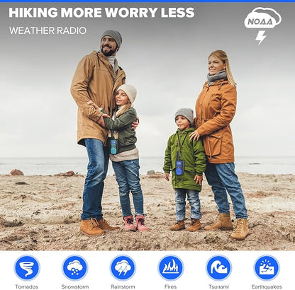 Wishouse Walkie Talkies for Adults-2 Way Radio Long Range,Hiking Accessories Camping Gear Gift for Kids with Flashlight,SOS Siren,NOAA Weather Alert,VOX,22 Channel,Easy to Use(No Battery No Charger)