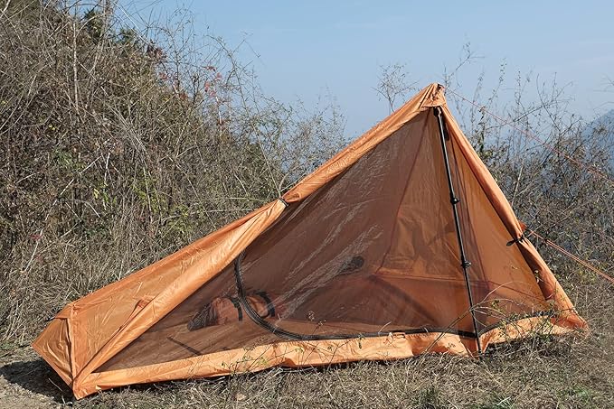 1 Person Trekking Pole Tent for Backpacking - Ultralight Backpacking Tent, Waterproof Hiking Tent for Camping, Lightweight Camping Tent for Scouts, Trekker(NO Trekking Poles)