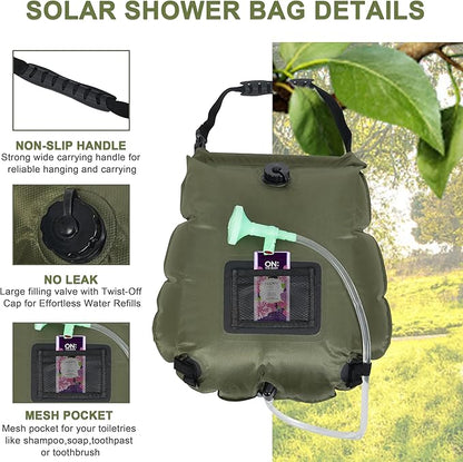 SYITCUN Camping Shower Bag 5 Gallon,1/2/4 Pack Portable Solar Shower Bag,Camping Shower Kit with Hose,On-Off Switchable Head for Beach,Swimming,Travel,Hiking