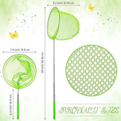 24 Pcs Kids Telescopic Butterfly Fishing Nets Insect Net Bug Net Insect Catching Nets Outdoor Tools for Catching Butterfly Insects Bug Fish Ladybird Nets, Extendable from 15 Inch to 34 Inch (Colorful)