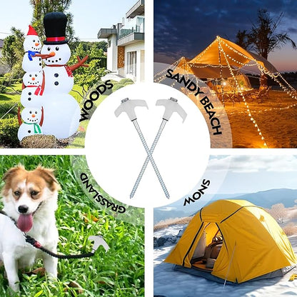 4 Pack Screw in Tent Stakes Heavy Duty,8 Inch Ground Anchors Screw in,Metal Stakes with Hex Head Driver,Camping Tent Accessories.