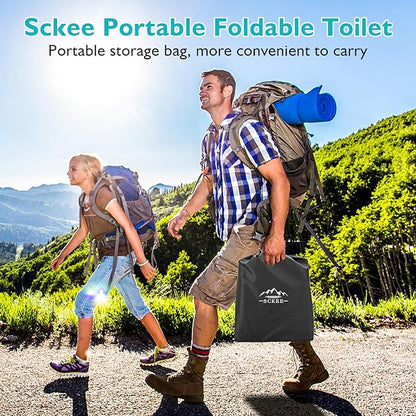 Portable Toilet for Adults, XL Portable Toilet for Camping, 16.5'' Camping Toilet with Lid, Camp Toilet with Handbag, Travel Potty for Camping, Hiking, RoadTrip, Car, Tent, Truck Drivers