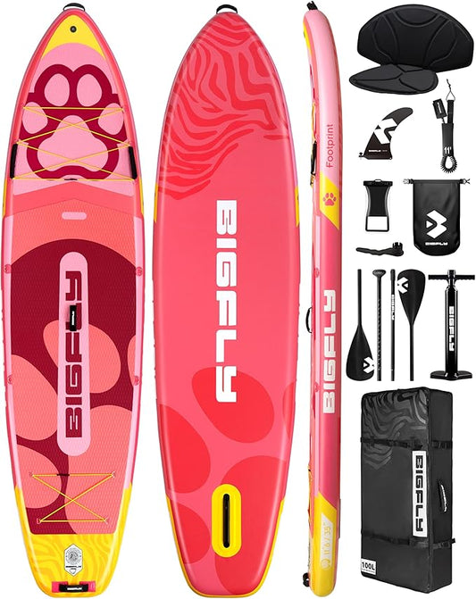 11'6×35" Super Wide Inflatable Stand Up Paddle Board, Ultra Stable Wide SUP for 2+1 People/Family/Big Size, 100L Backpack, All-Round Sup Board, US Big Fin