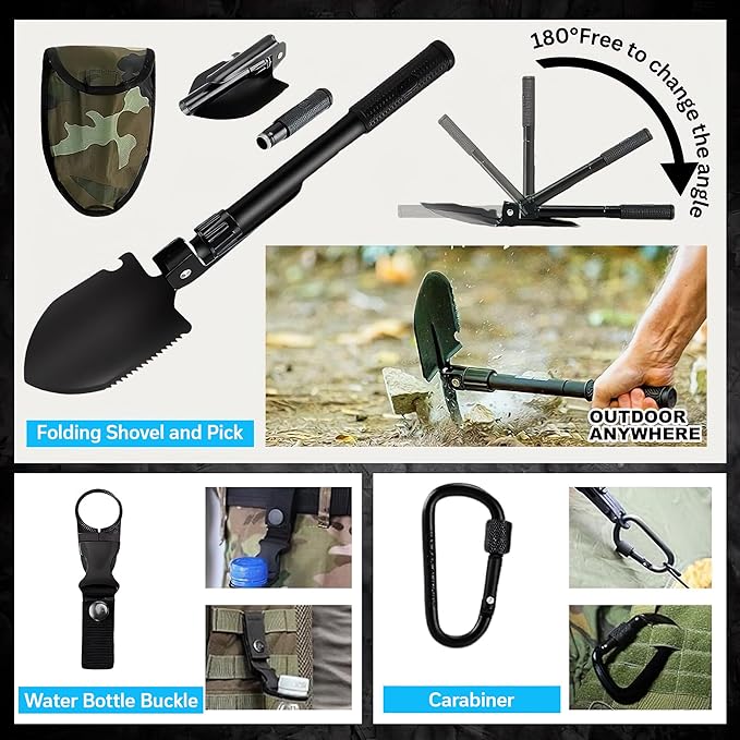 Survival Kit with Storage Case, Tactical Equipment for Camping, Backpacking, Adventures and More, Gift for Man, Dad, Husband (Black, 142 Pieces)
