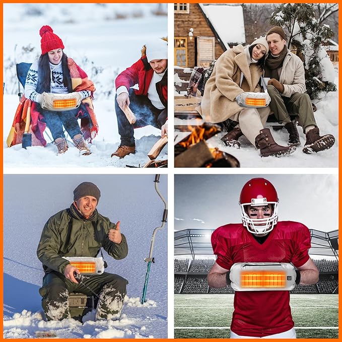 Heated Hand Warmer Pouch, 10000mAh Electric Heated Hand Muff, Rechargeable Portable Power Bank Hand Warmer with 3 Levels Heating for Football, Hunting,Fishing,Camping.(Grey)