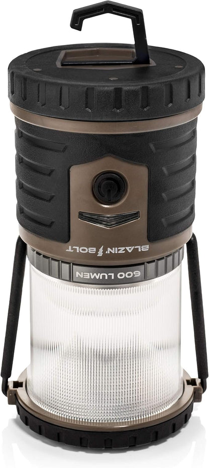 Blazin Bolt Rugged USB Rechargeable Lantern | 600 Lumen | 500 Hours of Light | Giant 12000mAh Power Bank | 6 Modes | Camping, Emergency, Power Outage, Storm, Blizzard, Hurricane Survival