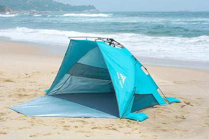Three Bears Pop Up Beach Tent Sun Shade Shelter for 3-4 Person, UPF 50＋ UV Protection, Lightweight & Easy Setup Beach Shade Canopy, Portable Beach Shade Tent Beach Cabana (Blue)