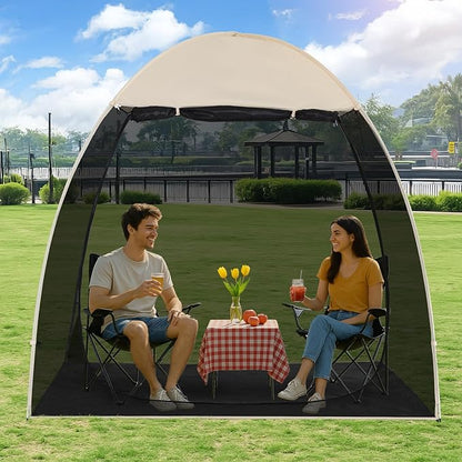 EighteenTek Screen House Gazebo, 2-4-6 Person Pop Up Screen Tent, Instant Screen Room with Carry Bag, Outdoor Mosquito Tent, Sun Shade Shelter for Patio, Garden, Backyard, Deck & Outdoor Activities