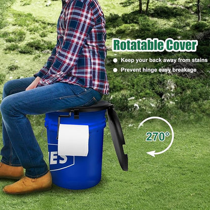 Portable Toilet Seat for 5 Gal Buckets, Camping Toilet Seat with Lid for Adults, Snap-on Toilet Seat for Outdoor, Camping, Hiking, Emergency, Car, Boat