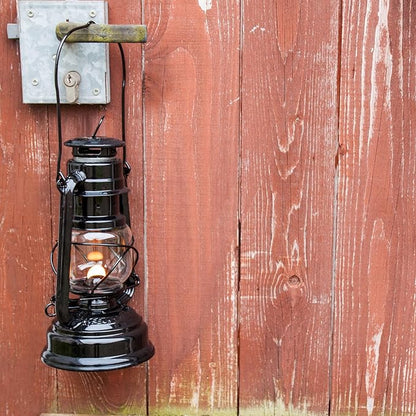 Outdoor Kerosene Fuel Lantern, German Made Weather Resistant Baby Special 276 Galvanized Hurricane Lamp for Camping or Patio, 10 Inches, Black