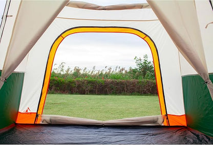 KTT Extra Large Tent 6-10-12-14 Person(B),Family Cabin Tents,2 Rooms,3 Doors and 3 Windows with Mesh,Straight Wall,Waterproof,Double Layer,Big Tent for Outdoor,Picnic,Camping,Family Gathering