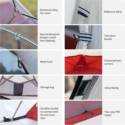 Naturehike Cloud-Up 1 Person Tent, Lightweight Backpacking Tents for One Man, Waterproof Ultralight One Person Tent for Camping Hiking Backpacking