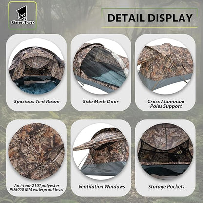 GEERTOP Ultralight Single Person Bivy Tent for Camp Waterproof 1 Man Tent for Camping Hiking Backpacking Hunting Outdoor Survival Gear - Easy Set Up