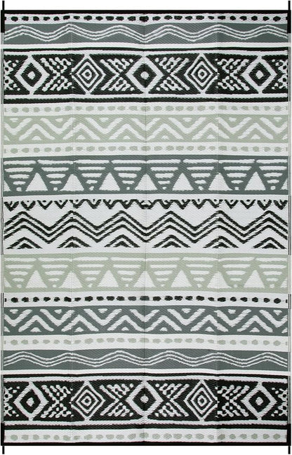 Lahome Outdoor Rug Waterproof, 6x9 Reversible Outdoor Plastic Straw Rug for Camping, RV Patio Rugs Large Carpet for Porch Deck Backyard Balcony Picnic(Grey/Black,6'x 9')
