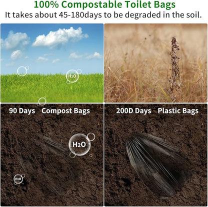 100 Portable Camping Toilet Bags,8 Gallon Super Thick Camping Toilet Bags Biodegradable Porta Potty Bags Leak-Proof Trash Bags for Adults Outdoor Boating Travel