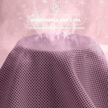 10 Pack Cooling Towels Bulk Microfiber Ice Towel Quick Dry Breathable Chilly Sweat Towel Stay Cool Towel for Neck Face Yoga Gym Workout Running Pilates Beach with Carabin Bag, 40x12'', Pink