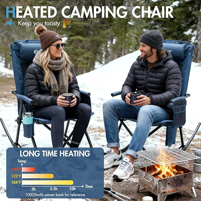 PORTAL Oversized Folding Rocking Camping Chair Portable Outdoor Rocker with High Back Hard Armrests Carry Bag, Supports 400 lbs