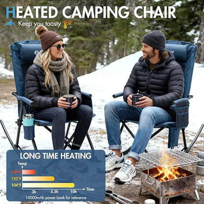 PORTAL Oversized Folding Rocking Camping Chair Portable Outdoor Rocker with High Back Hard Armrests Carry Bag, Supports 400 lbs