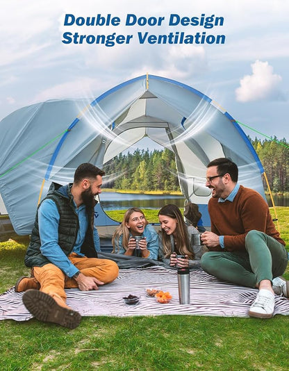 JOYTUTUS SUV Tent for Camping with Rainfly, Double Door Design Car Tent with Aluminum Poles, SUV Tailgate Tent with Waterproof PU2000mm Double Layer for 6-8 Person, Blue