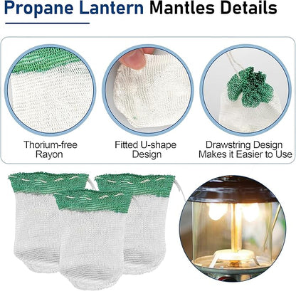 Upgrade Camping Lantern Accessories, Camping Lantern Mantles for Coleman Standard String Tie #21 Mantles(10 Total Mantles)