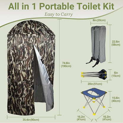Upgrade XL Portable Toilet Camping Toilet,Foldable Travel Toilet Sturdy Stainless Steel Frame Portable Toilet for Camping,Hiking,Boating,Outdoor,Home