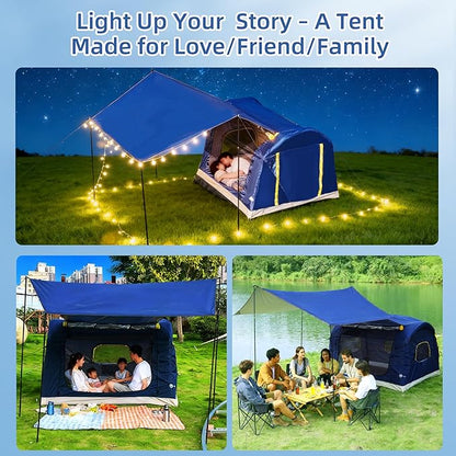 2-4 Person Inflatable Camping Tent | 60 Second Setup | 4 Season Waterproof (PU3000 Oxford) | All Weather Tent for Romantic Dates, Fall/Winter Camping, Hunting & Fishing