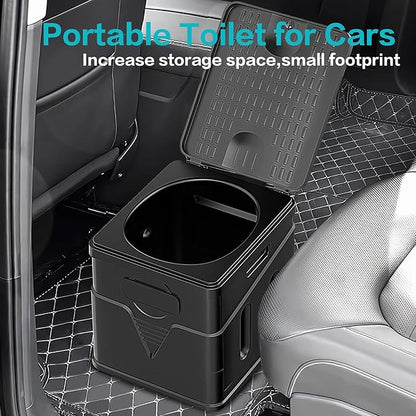 Portable Toilet,Camping Toilet Have Small Foldable Size. It is Compact Portable Toilet for Adults and Children. Suitable for Cars, Hiking, Beaches and Camping, Black