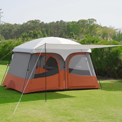 Vidalido Tents，6-8 Person Camping Tent with Extended Vestibule，2 Room Weather Resistant Family Tents，Easy Install Waterproof Outdoor Tent for Backpacking and Camping Hiking