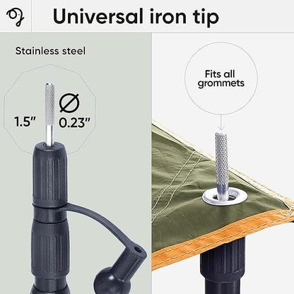Green Elephant Camping Tarp Poles - Adjustable Aluminum Telescoping Tent Poles for Tarps, Canopy & Awning - Heavy Duty Collapsible Pole Set of 2 - Extends 8ft, Shrinks to 2ft - Caravan & Beach Shade