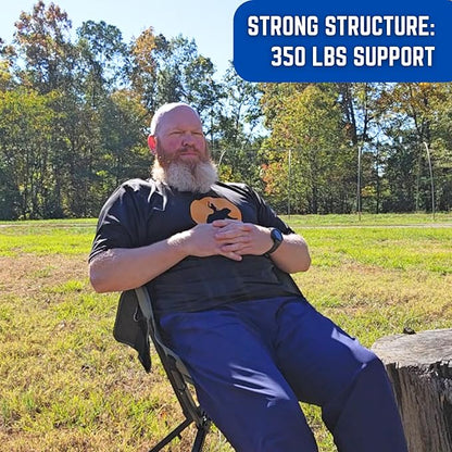 ADJ-Q2 Portable Camping Chair - Adjustable Height Folding Chair, Compact Collapsible Chair, Heavy Duty Outdoor Chair for Camping, Beach, Sports, Supports 350LBS, Leg-Base Enhanced - Green 2025 Edition